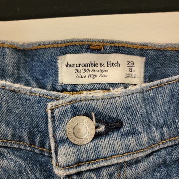 Abercrombie & Fitch The 90s Straight Ultra High Rise Curve Love Jeans Size 29/8s - Picture 3 of 6